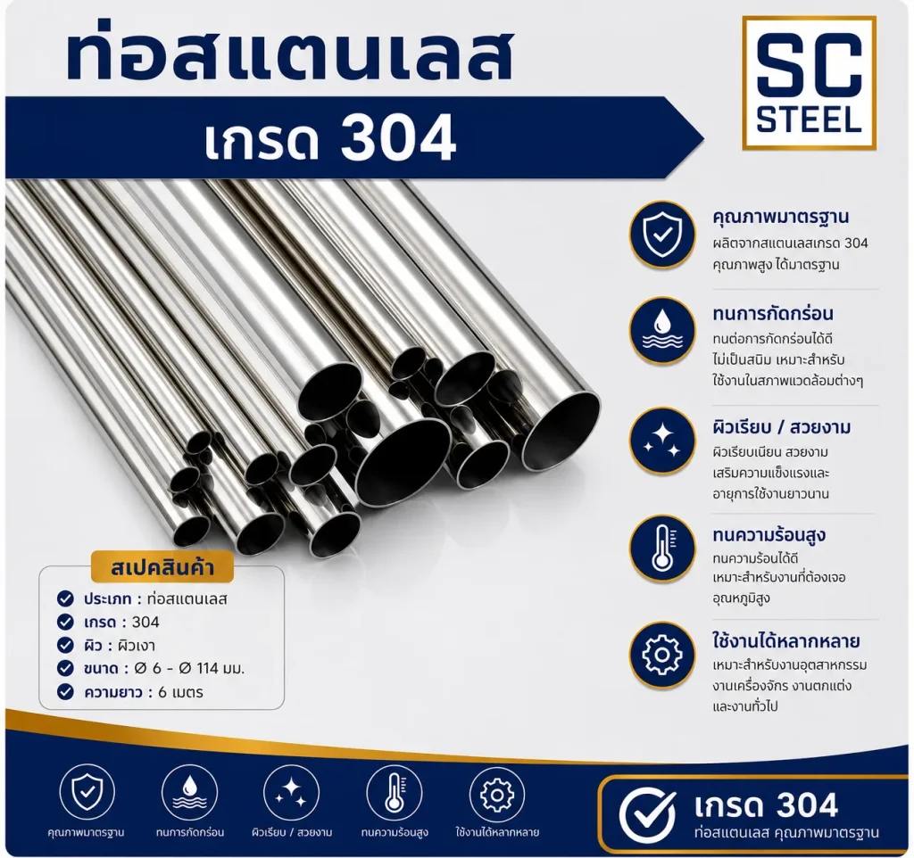 ท่อสแตนเลส 304 1 ท่อสแตนเลส 304