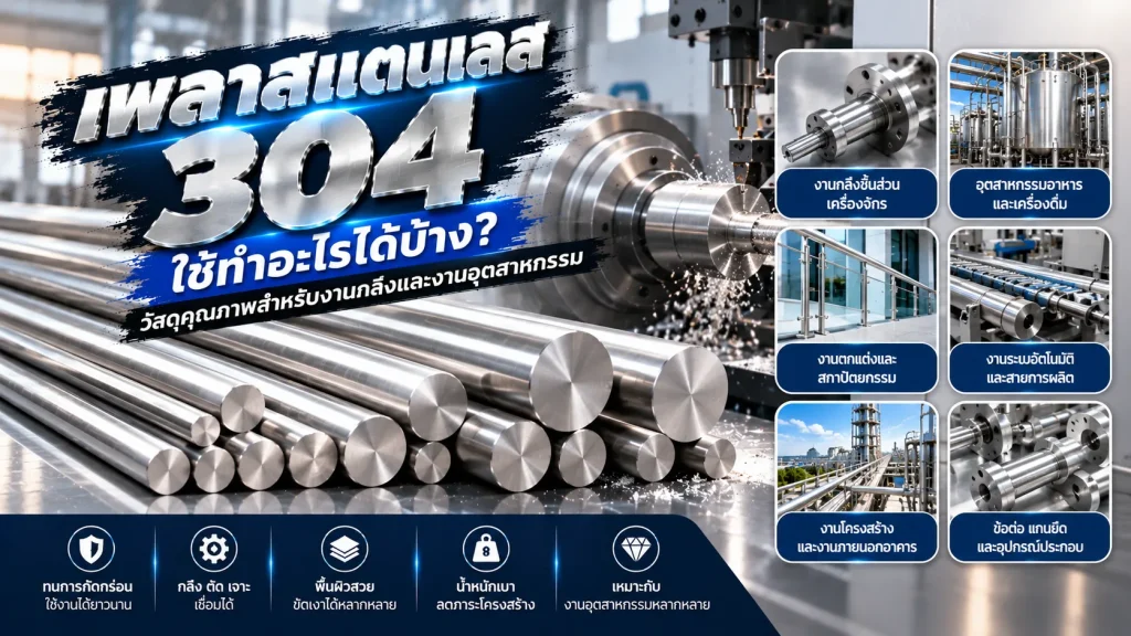เพลาสแตนเลส 304 คืออะไร? 1 เพลาสแตนเลส 304 สำหรับงานกลึง CNC และการผลิตชิ้นส่วนเครื่องจักรอุตสาหกรรม