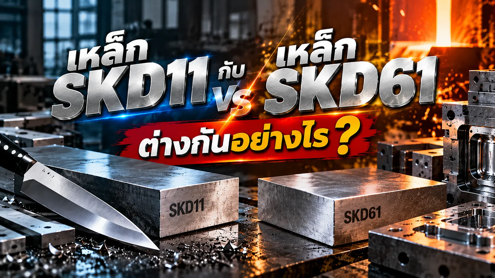 เปรียบเทียบเหล็ก SKD11 กับ SKD61 ความแตกต่างของเหล็กเครื่องมืองานเย็นและงานร้อน สำหรับผลิตแม่พิมพ์และเครื่องมืออุตสาหกรรม