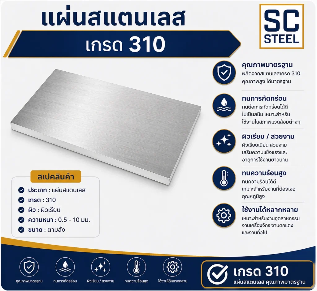 แผ่นสแตนเลส 310 1 แผ่นสแตนเลส 310