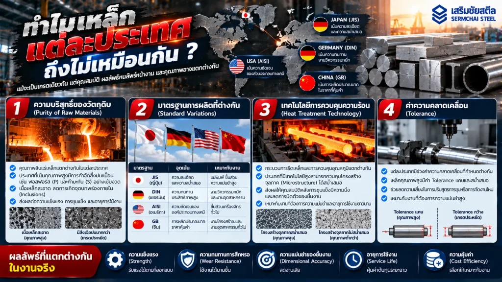 ทำไมเหล็กแต่ละประเทศถึงมีคุณภาพแตกต่างกัน? 1 ทำไมเหล็กแต่ละประเทศต่างกัน? รู้จักมาตรฐานและคุณภาพ