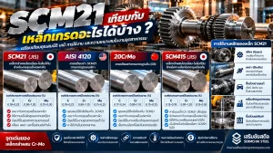 เปรียบเทียบเหล็ก SCM21 กับ AISI 4120, 20CrMo และ SCM415 สำหรับงานเฟือง เพลา และชิ้นส่วนเครื่องจักรอุตสาหกรรม
